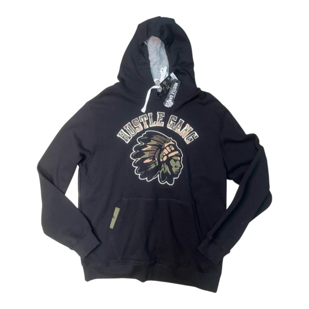 Sz xl Hustle Gang Black Hoodie with Graphic Design
